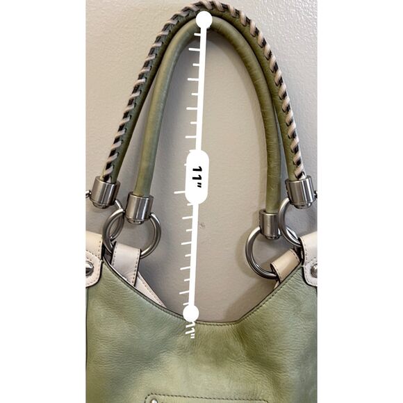 B. Makowsky sage green and white leather slouchy shoulder bag - Picture 12 of 12